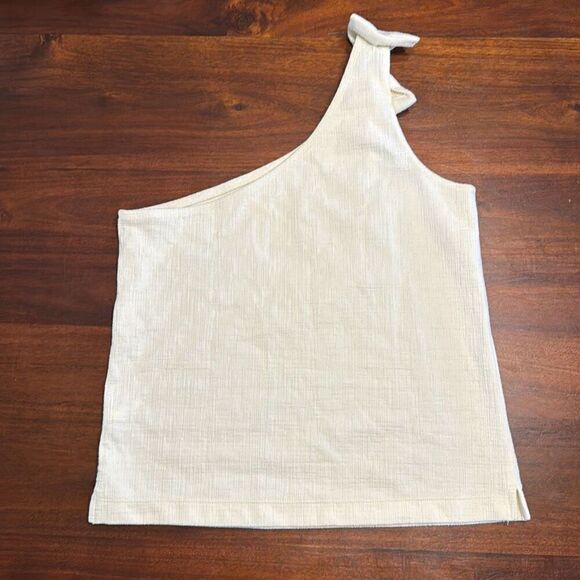 J. Crew Cream Textured One Shoulder Bow Accent Blouse Women’s Small - Picture 6 of 6